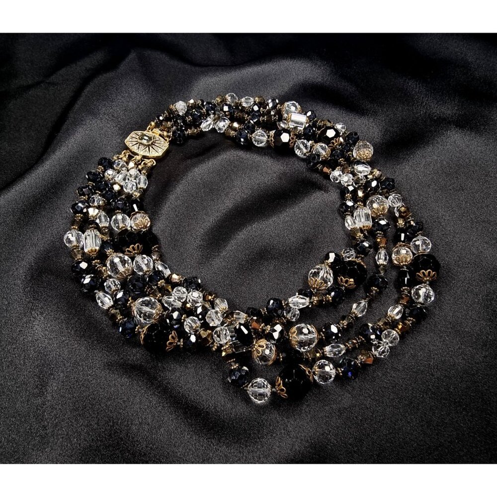 Rare Find Vintage 80s-90s Multi-Strand Glass Beaded Necklace